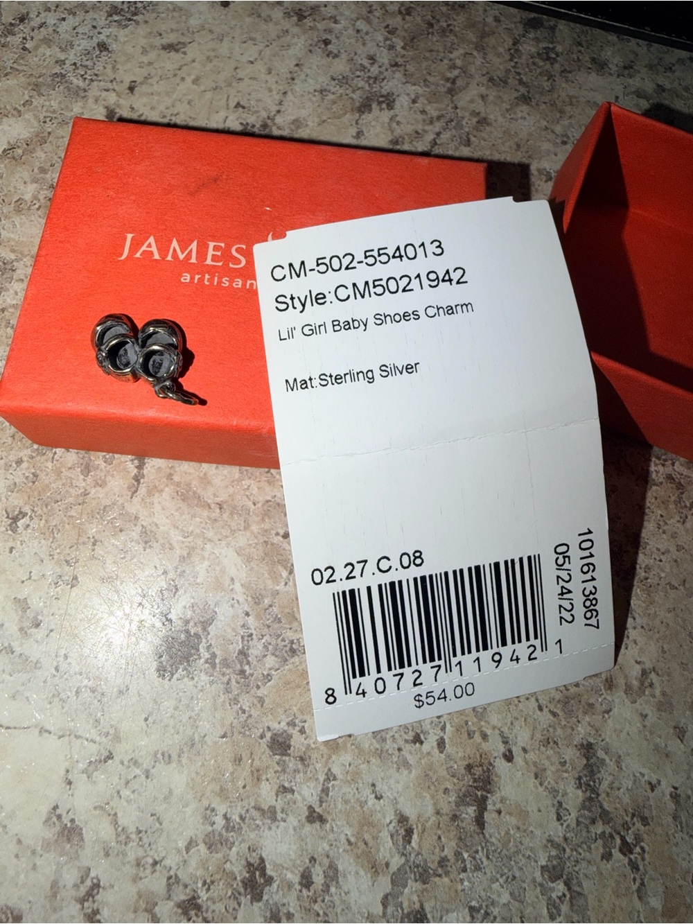 NWT James Avery Lil’ Girl Baby Shoes Charm Sterling Silver CM-502 w/ Box & Tag